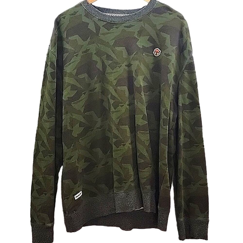 Trukfit Men's Camo Crew Neck Sweatshirt SZ 2XL, Orange Graphic Logo on Back